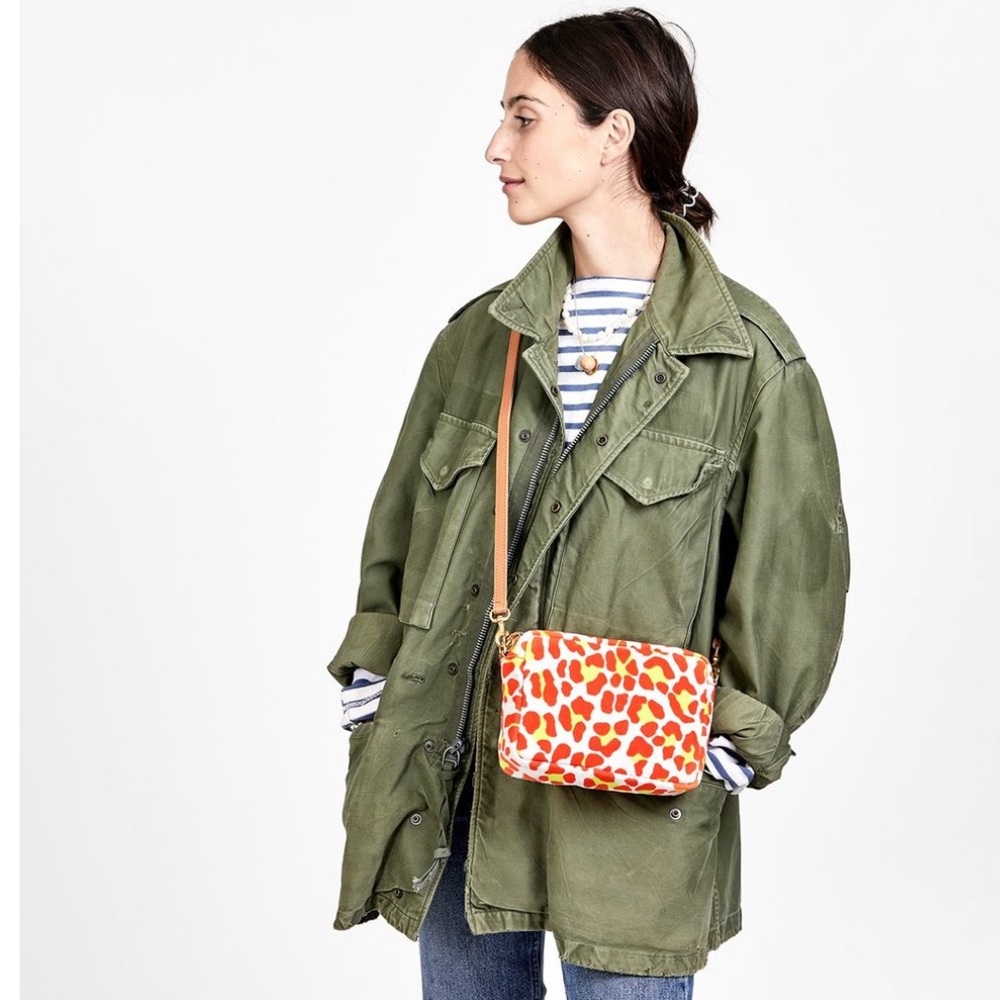 Clare V. Midi Sac Neon Orange Cat Suede